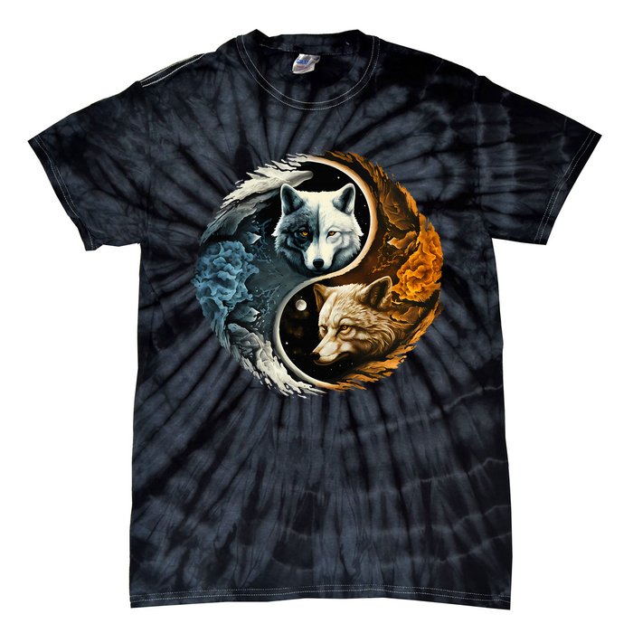 Fun Yin Yang Wolf Yin Yang Tie-Dye T-Shirt