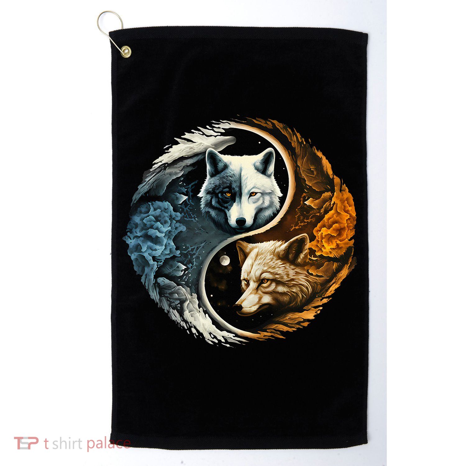 Fun Yin Yang Wolf Yin Yang Golf Towel