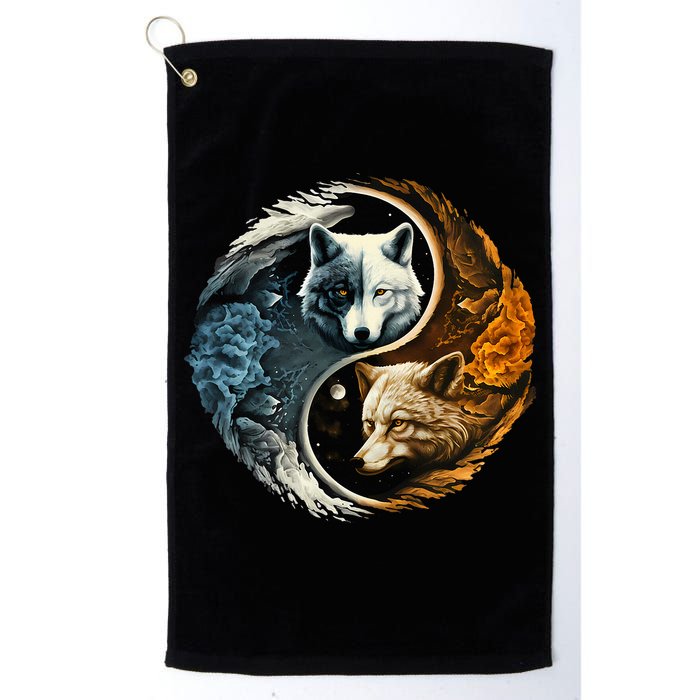 Fun Yin Yang Wolf Yin Yang Golf Towel