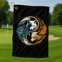 Fun Yin Yang Wolf Yin Yang Golf Towel
