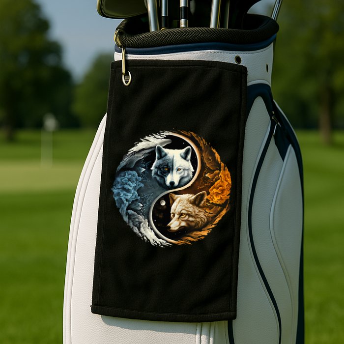 Fun Yin Yang Wolf Yin Yang Golf Towel