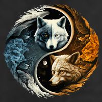 Fun Yin Yang Wolf Yin Yang Golf Towel