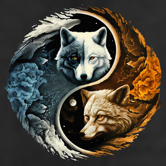 Fun Yin Yang Wolf Yin Yang Golf Towel