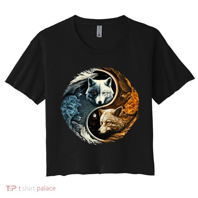 Fun Yin Yang Wolf Yin Yang Crop Top