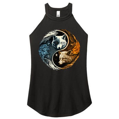 Fun Yin Yang Wolf Yin Yang Women's Perfect Tri Rocker Tank