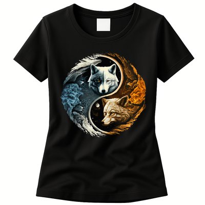 Fun Yin Yang Wolf Yin Yang Womens T-Shirt