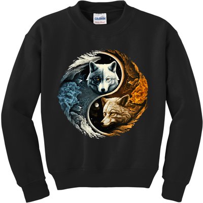 Fun Yin Yang Wolf Yin Yang Kids Sweatshirt