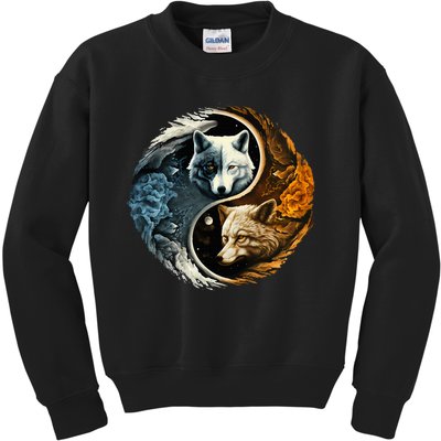 Fun Yin Yang Wolf Yin Yang Kids Sweatshirt