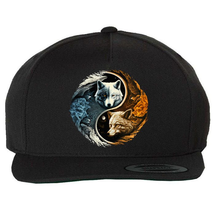 Fun Yin Yang Wolf Yin Yang Wool Snapback Cap