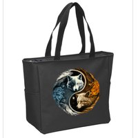 Fun Yin Yang Wolf Yin Yang Zip Tote Bag