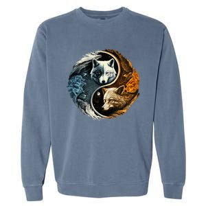 Fun Yin Yang Wolf Yin Yang Garment-Dyed Sweatshirt