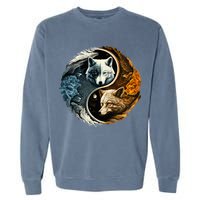 Fun Yin Yang Wolf Yin Yang Garment-Dyed Sweatshirt