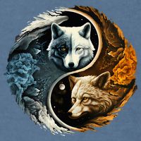 Fun Yin Yang Wolf Yin Yang Garment-Dyed Sweatshirt