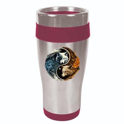 Fun Yin Yang Wolf Yin Yang 16oz Travel Tumbler