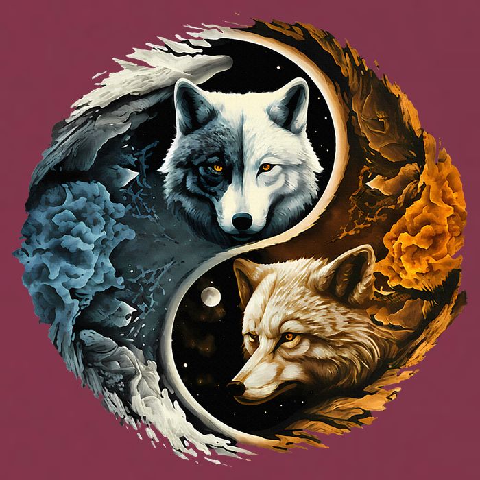 Fun Yin Yang Wolf Yin Yang 16oz Travel Tumbler