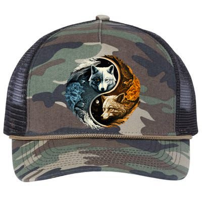 Fun Yin Yang Wolf Yin Yang Retro Rope Trucker Hat Cap