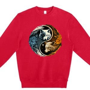 Fun Yin Yang Wolf Yin Yang Premium Crewneck Sweatshirt