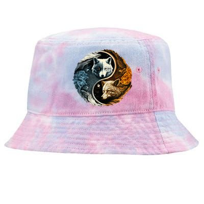 Fun Yin Yang Wolf Yin Yang Tie-Dyed Bucket Hat