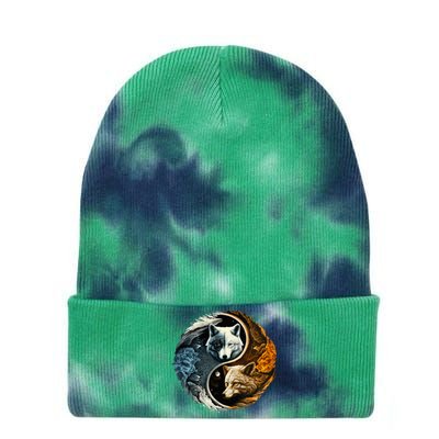 Fun Yin Yang Wolf Yin Yang Tie Dye 12in Knit Beanie