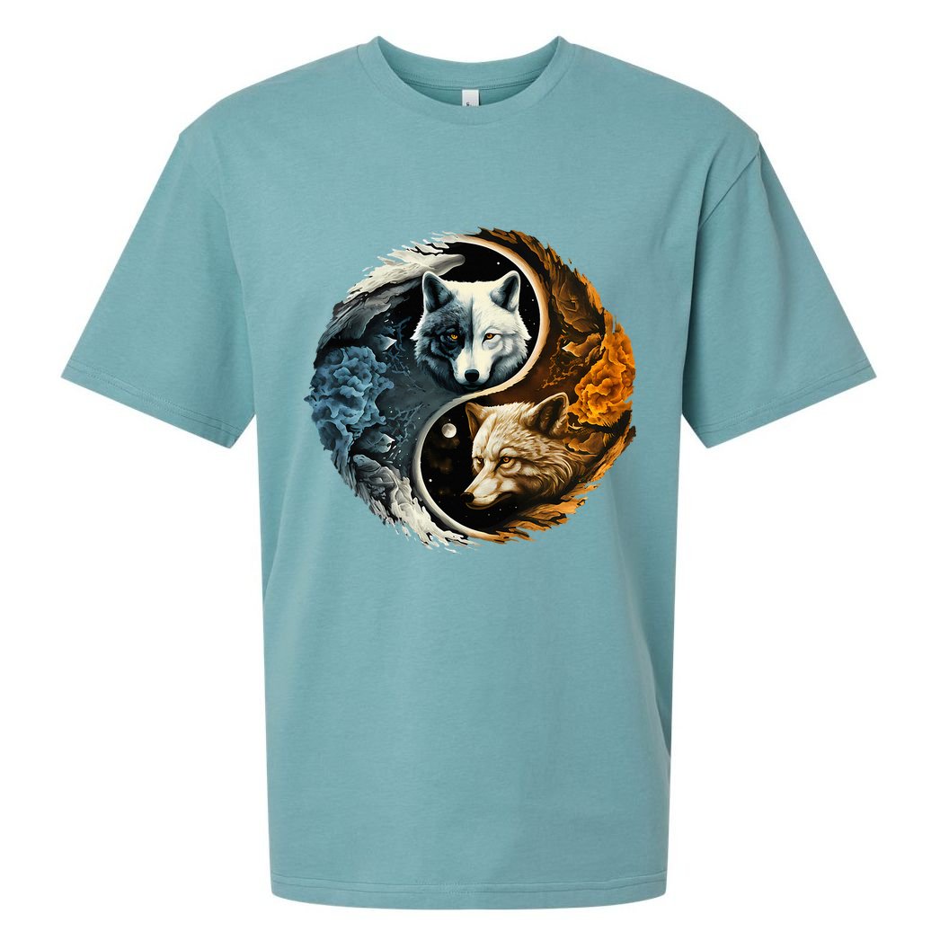 Fun Yin Yang Wolf Yin Yang Sueded Cloud Jersey T-Shirt