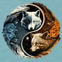 Fun Yin Yang Wolf Yin Yang Sueded Cloud Jersey T-Shirt