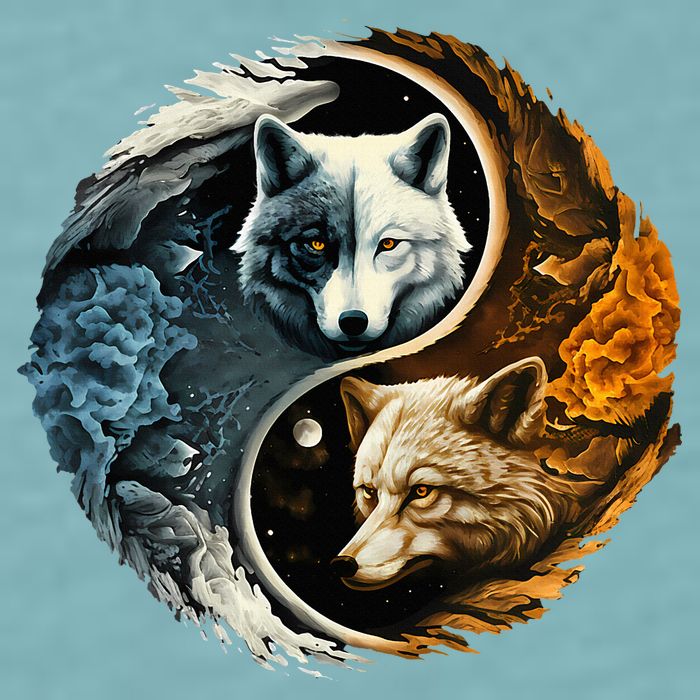 Fun Yin Yang Wolf Yin Yang Sueded Cloud Jersey T-Shirt