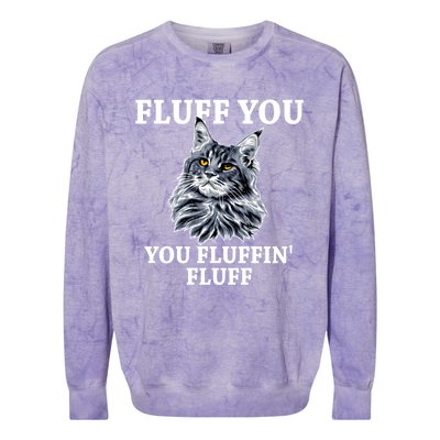 Fluff You You Fluffin' Fluff Funny Cat Litter Trending Gift Colorblast Crewneck Sweatshirt