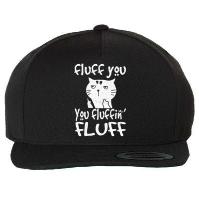 Fluff You You Fluffin' Fluff Funny Flip Off Cat Gift Funny Gift Wool Snapback Cap