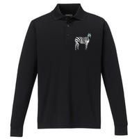 Funny Zoo Animal Africa Gift Zebra Performance Long Sleeve Polo