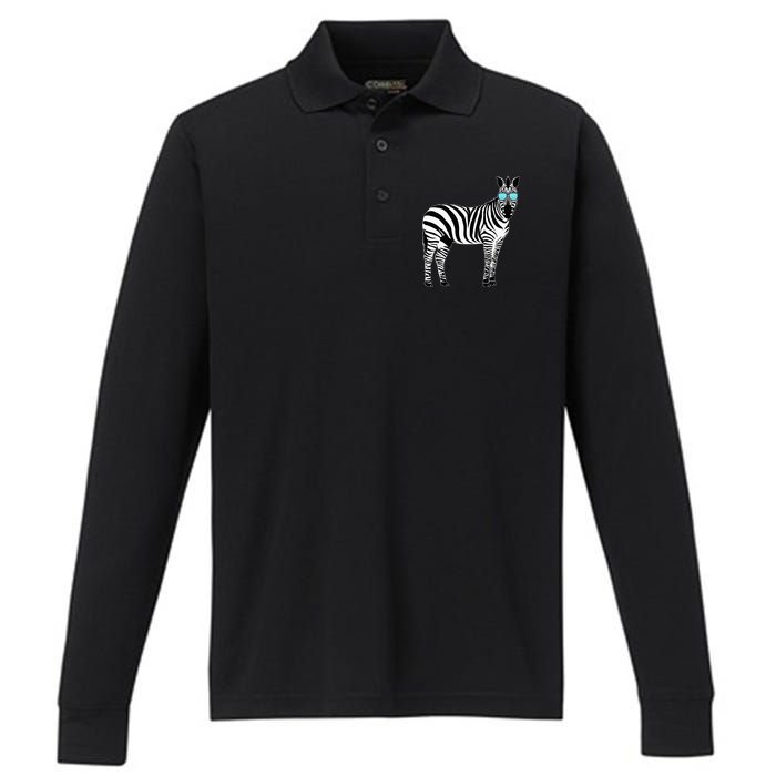 Funny Zoo Animal Africa Gift Zebra Performance Long Sleeve Polo