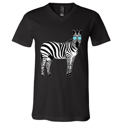 Funny Zoo Animal Africa Gift Zebra V-Neck T-Shirt