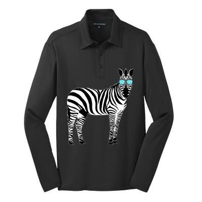 Funny Zoo Animal Africa Gift Zebra Silk Touch Performance Long Sleeve Polo