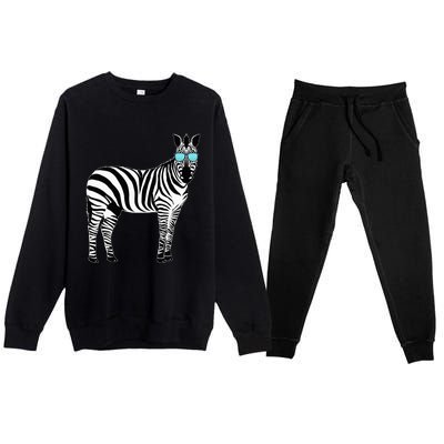 Funny Zoo Animal Africa Gift Zebra Premium Crewneck Sweatsuit Set