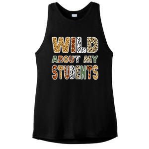 Fun Zoo Animal Print Teacher Wild About My Students Ladies PosiCharge Tri-Blend Wicking Tank