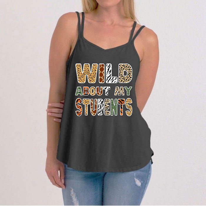 Fun Zoo Animal Print Teacher Wild About My Students Women's Strappy Tank