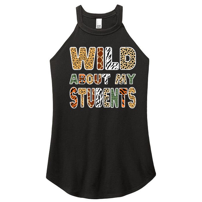 Fun Zoo Animal Print Teacher Wild About My Students Women's Perfect Tri Rocker Tank