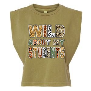 Fun Zoo Animal Print Teacher Wild About My Students Garment-Dyed Women's Muscle Tee