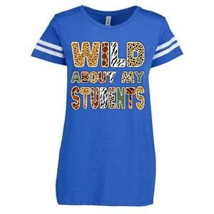 Fun Zoo Animal Print Teacher Wild About My Students Enza Ladies Jersey Football T-Shirt