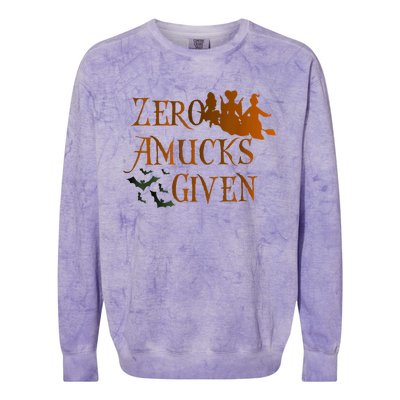 Funny Zero Amucks Given Cute Amuck With Bat Halloween Witch Colorblast Crewneck Sweatshirt