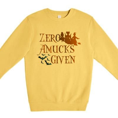 Funny Zero Amucks Given Cute Amuck With Bat Halloween Witch Premium Crewneck Sweatshirt