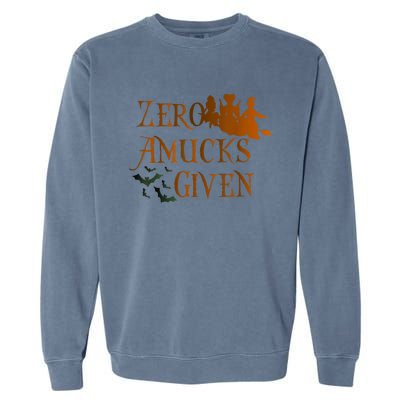 Funny Zero Amucks Given Cute Amuck With Bat Halloween Witch Garment-Dyed Sweatshirt