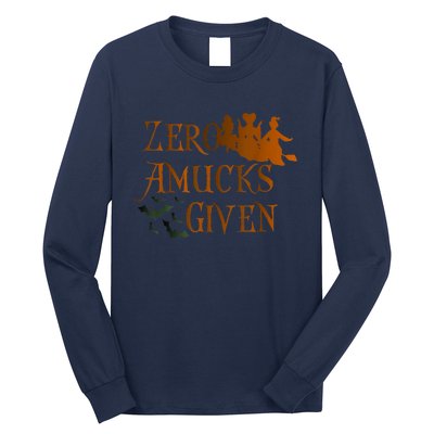 Funny Zero Amucks Given Cute Amuck With Bat Halloween Witch Long Sleeve Shirt