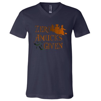 Funny Zero Amucks Given Cute Amuck With Bat Halloween Witch V-Neck T-Shirt