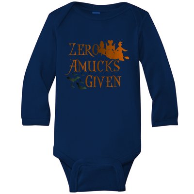 Funny Zero Amucks Given Cute Amuck With Bat Halloween Witch Baby Long Sleeve Bodysuit