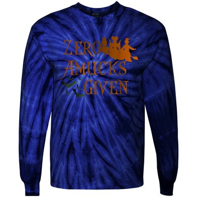 Funny Zero Amucks Given Cute Amuck With Bat Halloween Witch Tie-Dye Long Sleeve Shirt