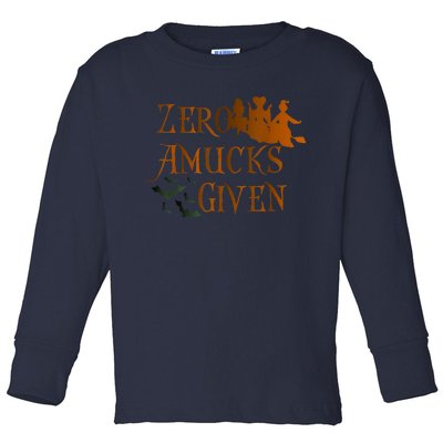 Funny Zero Amucks Given Cute Amuck With Bat Halloween Witch Toddler Long Sleeve Shirt