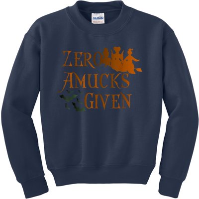 Funny Zero Amucks Given Cute Amuck With Bat Halloween Witch Kids Sweatshirt