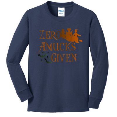 Funny Zero Amucks Given Cute Amuck With Bat Halloween Witch Kids Long Sleeve Shirt