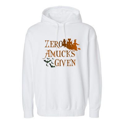 Funny Zero Amucks Given Cute Amuck With Bat Halloween Witch Garment-Dyed Fleece Hoodie