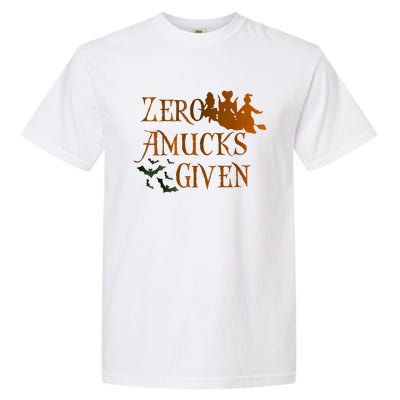 Funny Zero Amucks Given Cute Amuck With Bat Halloween Witch Garment-Dyed Heavyweight T-Shirt